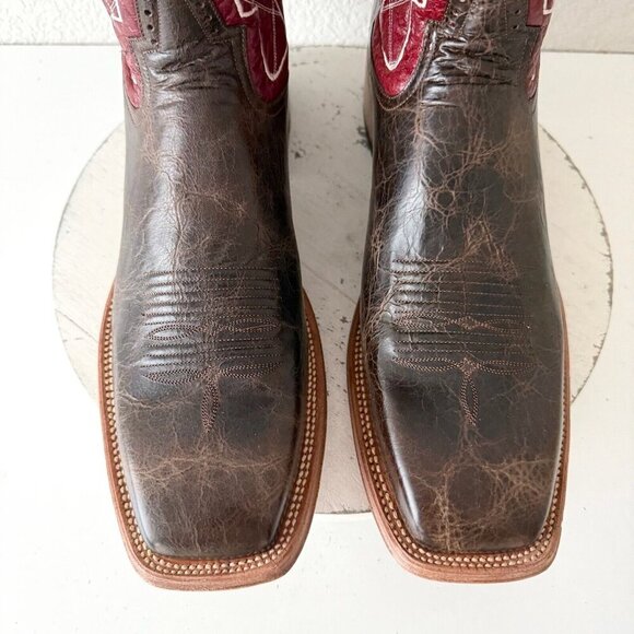 Rod Patrick Mens Cowboy Boots 15AA Mocha Bison Brown Leather Western Square Toe - Picture 8 of 13